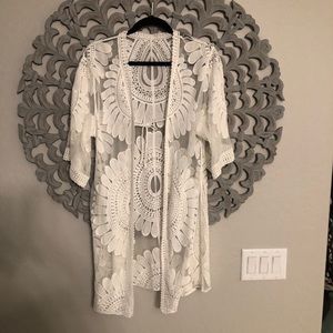 White Lace Kimono Beach Cover Up